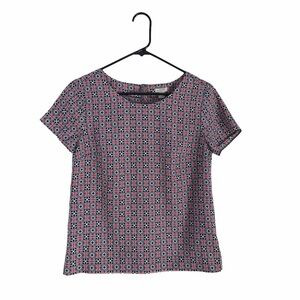 J.CREW Factory coral & blue print top